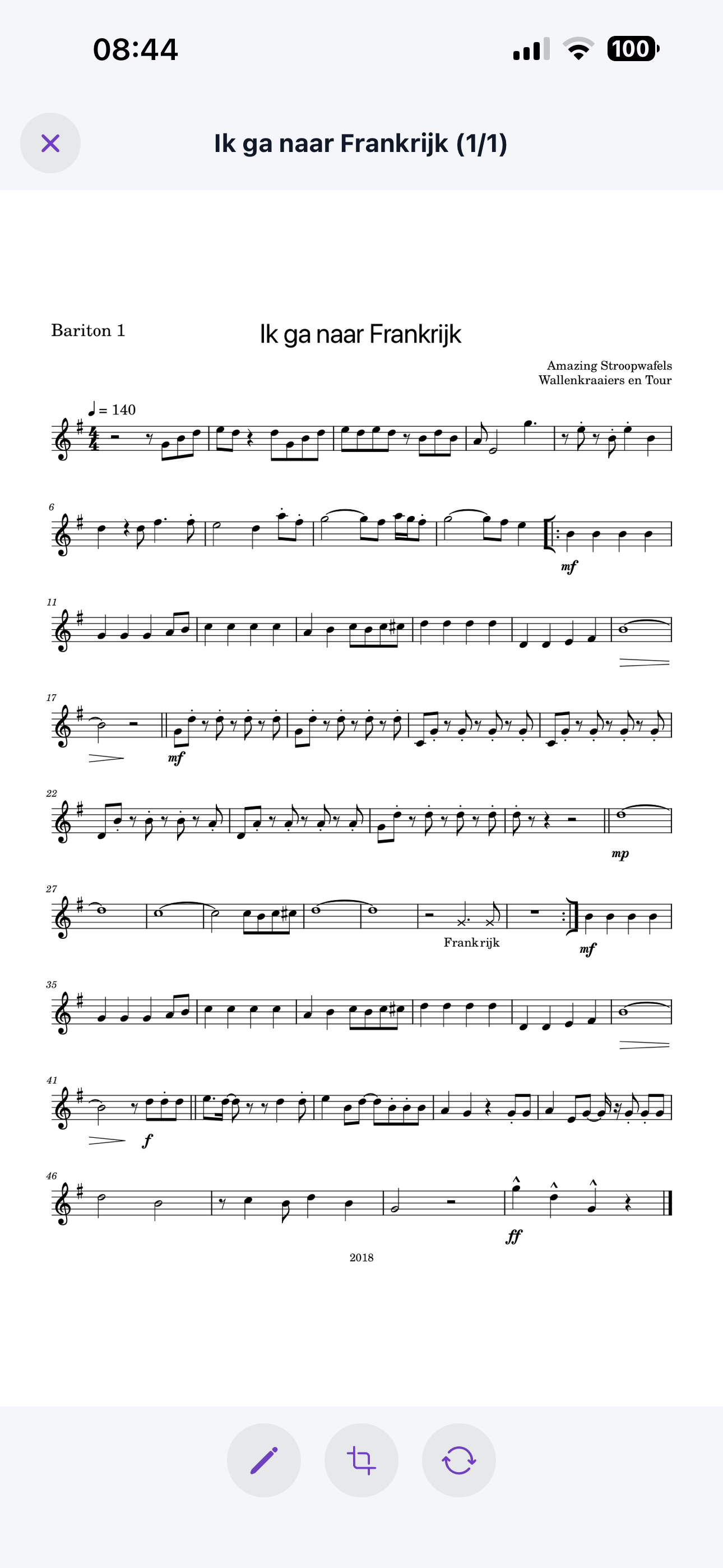 ZoppaBox app screenshot — viewing, editing and cropping sheet music