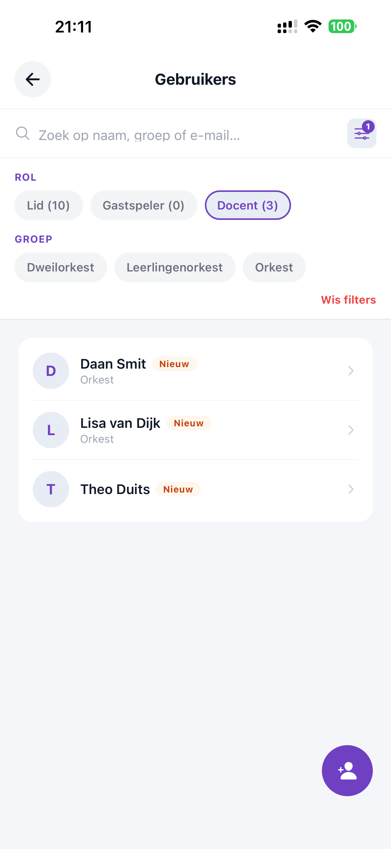 ZoppaBox app schermafbeelding — lesgroep en docent koppelen
