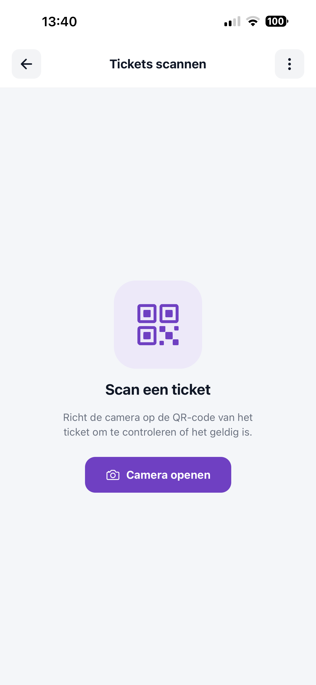 ZoppaBox app schermafbeelding — ticket scannen met QR-code bij de ingang