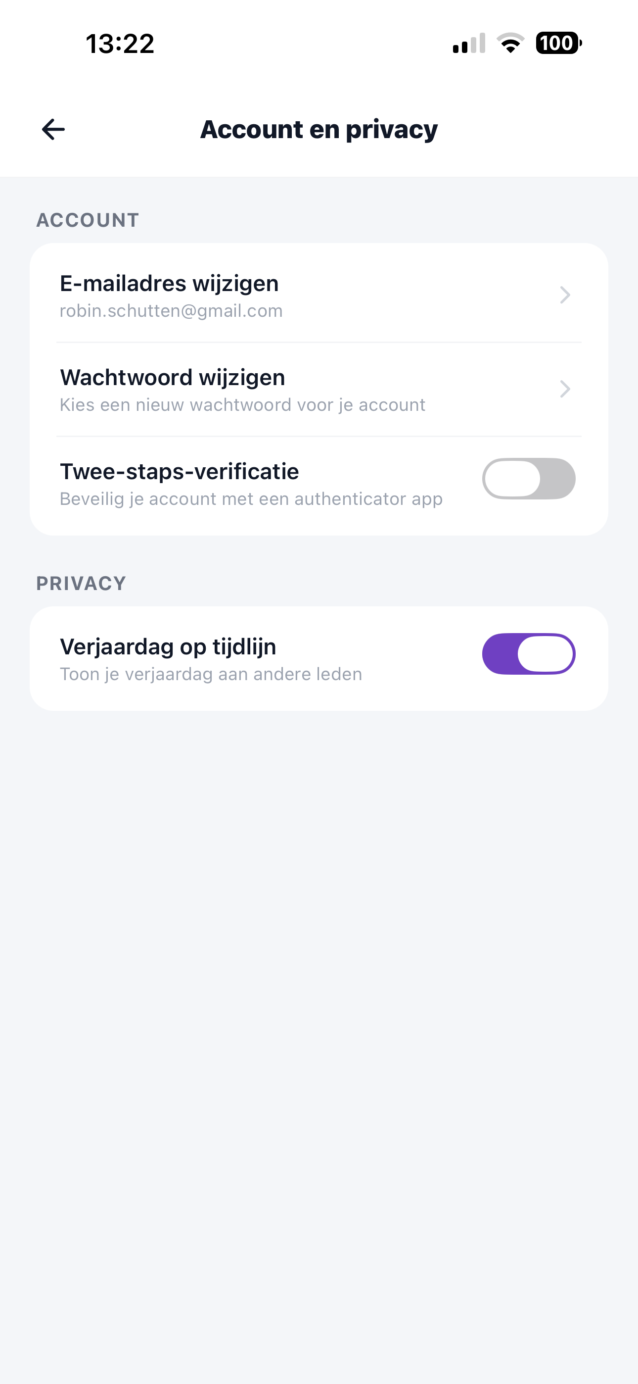 ZoppaBox app schermafbeelding — zelf jubileumjaren instellen